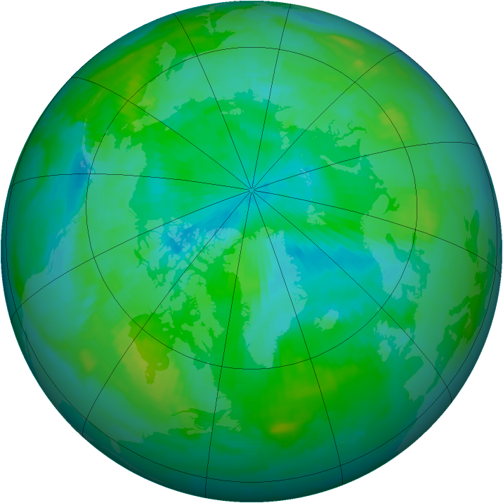 Arctic ozone map for 14 August 1997